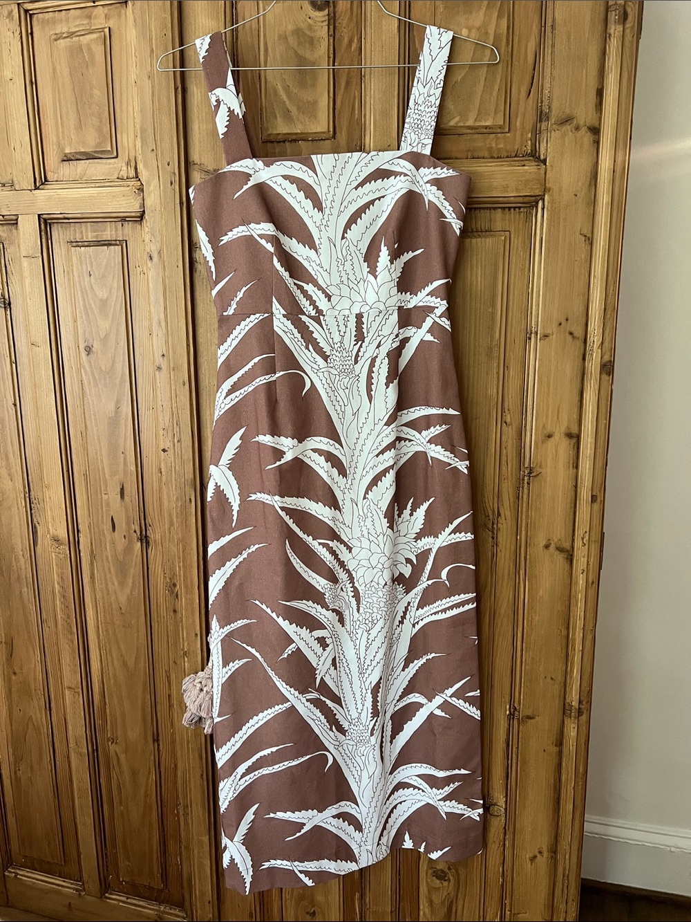 Coco Shop Brown & White Tropical Print Midi Dress